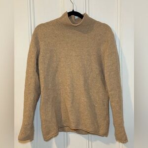 Camel Tan Mock Neck Long Sleeve Yak and Wool Sweater L